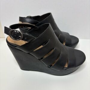 Torrid Black Faux Leather Platform Wedge Sandals size 8W
